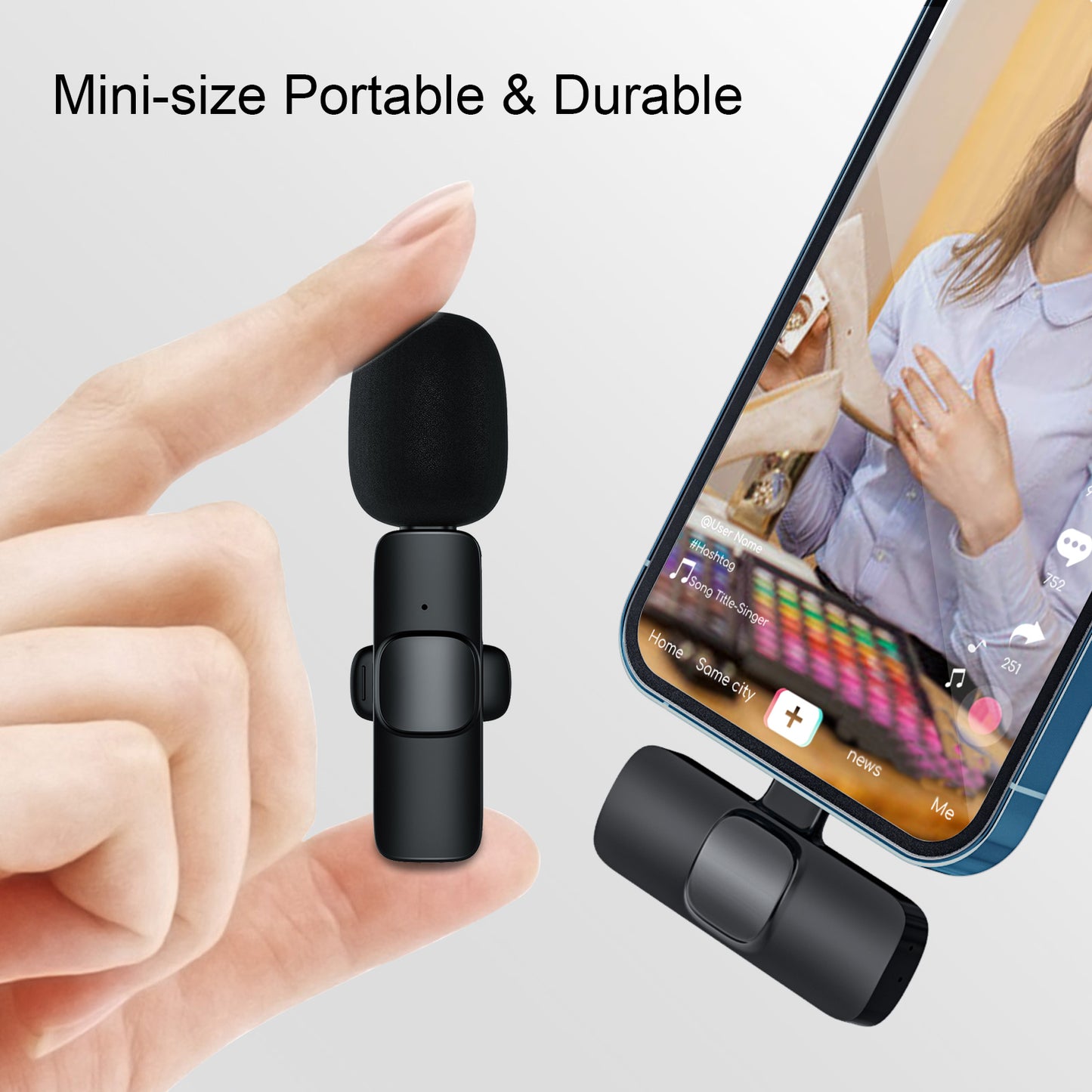 Bluetooth Wireless Lavalier Microphone Portable Audio Video Recording Lapel Mic fr i-Phone Android DSLR Camera Vlog Live