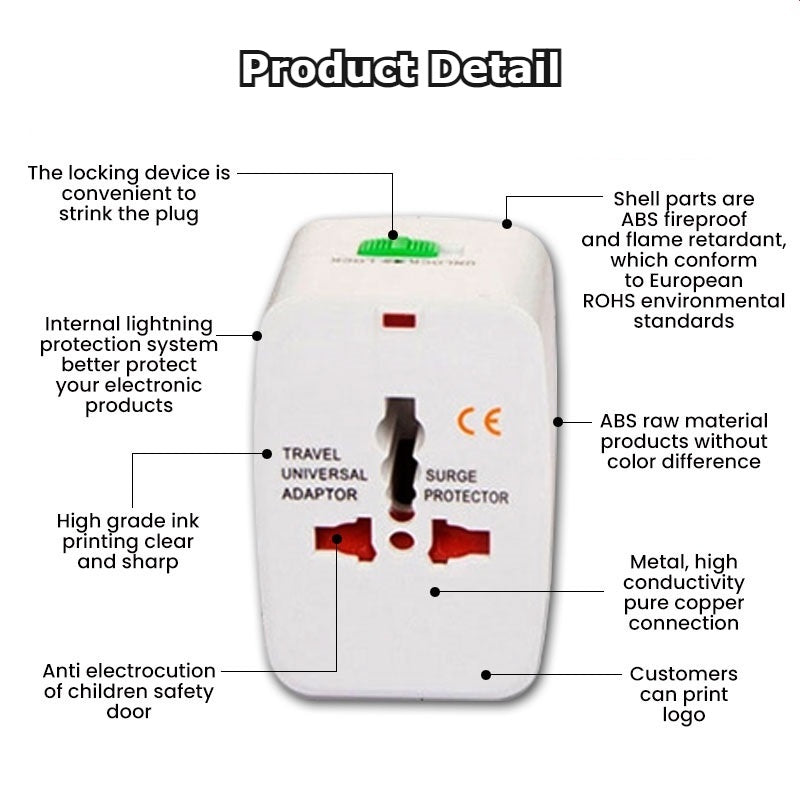 Universal / International / Worldwide Travel Adaptor All-In-One with USB / Type-C Charging Ports