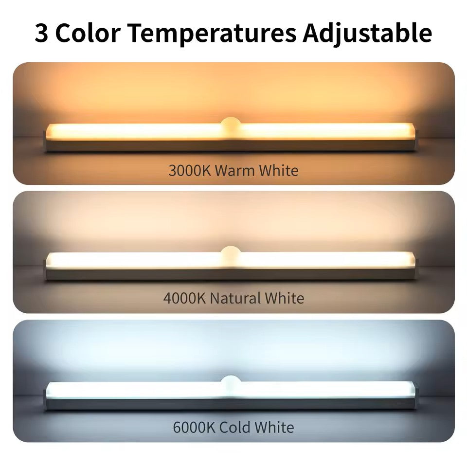 Tricolor LED Wireless Motion Sensor Light Stick Type C Rechargeable Strip Cabinet Kitchen Night Lamp