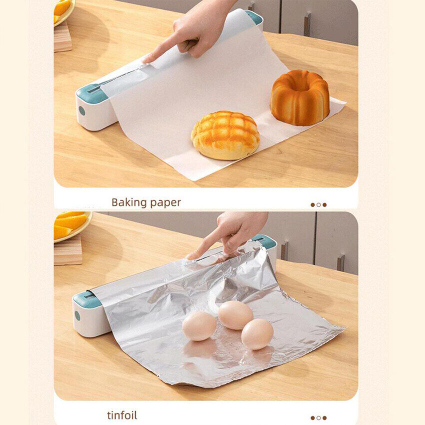 2 In 1 Cling Wrap Cutter Food Wrap Dispenser Cling Film Organizer Foil Slide Cutter Kitchen Tool