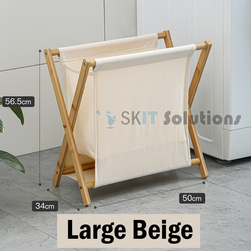 Foldable Wood Laudry Basket Dirty Clothes Large Capacity Storage Bag Japanese Style Bamboo Big Folding laundry Basket