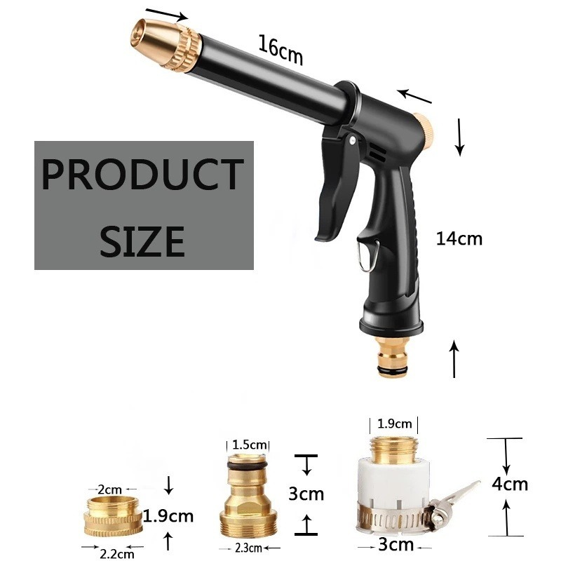 High Pressure Water Spray Gun Nozzle Adjustable 360 Rotating Jet Sprayer for Car Wash Garden Cleaning