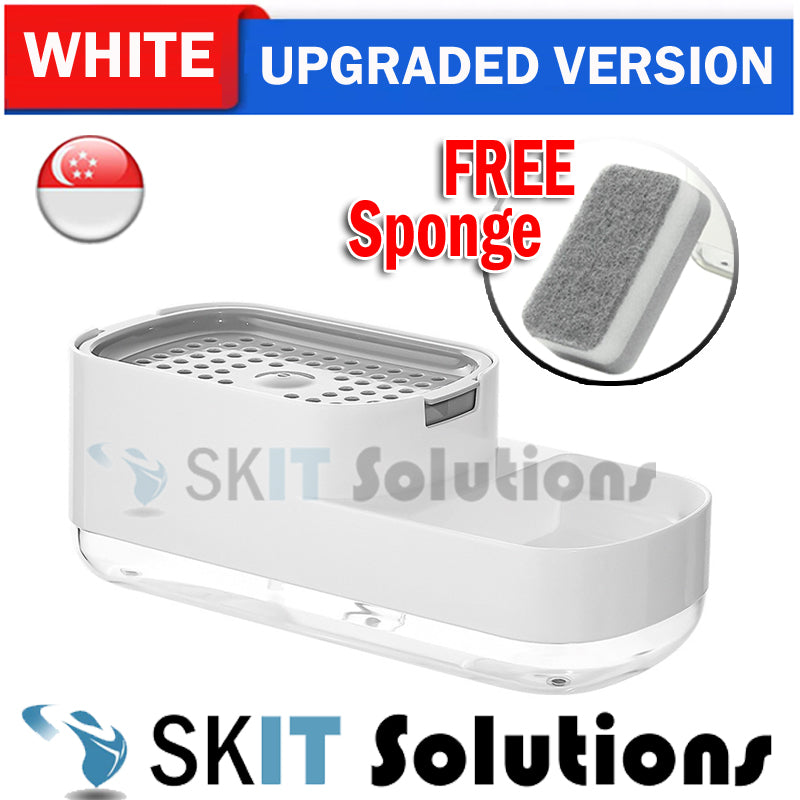 Upgraded 2in1 Dish Soap Dispenser Cleaning Ball Storage Box FREE Sponge Press Type Manual Kitchen Detergent Dispensing