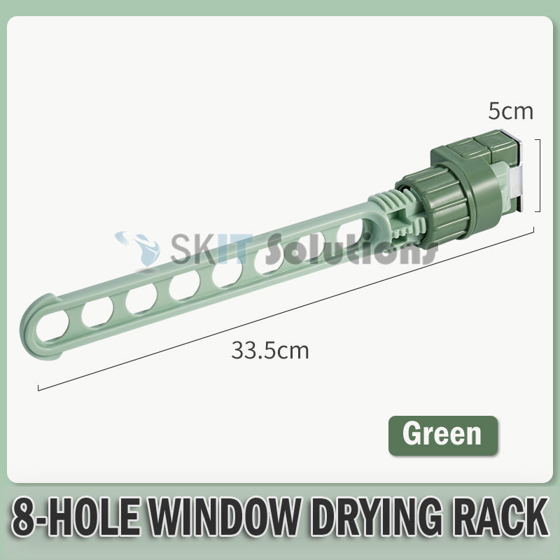 8-Holes Drying Rack Clip on Window Frame Balcony Door Cabinet Clothes Laundry Hanger Hanging Rod Stand Shelf
