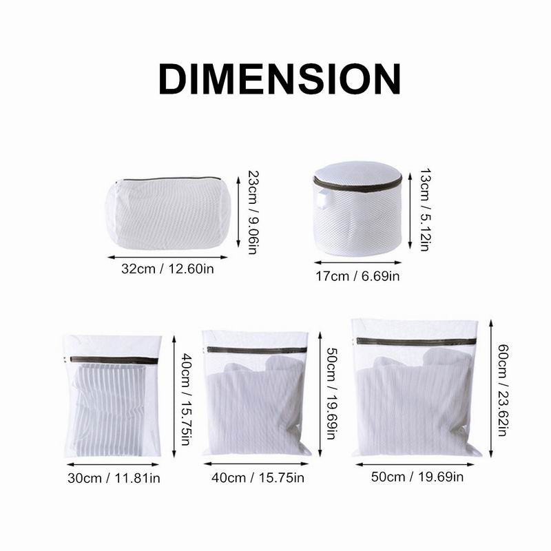 【SKIT SG】5 Piece Full Set 5 Sizes Laundry Mesh Bag 5pc Laundry Net Bag Washing Machine Laundry Basket Garment