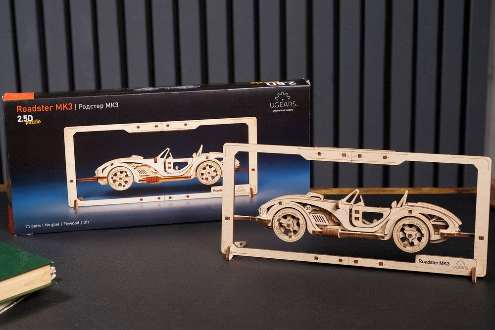 Ugears Roadster Mk3 2.5D Mechanical Puzzle Kit Model Toys Gift Present Birthday Xmas Christmas Kids Adults