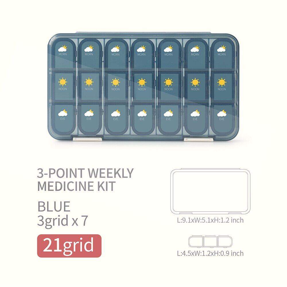 21 / 28 Grids Weekly Pill Organizer 7 Days Travel Medicine Storage Case Box Portable Large Capacity