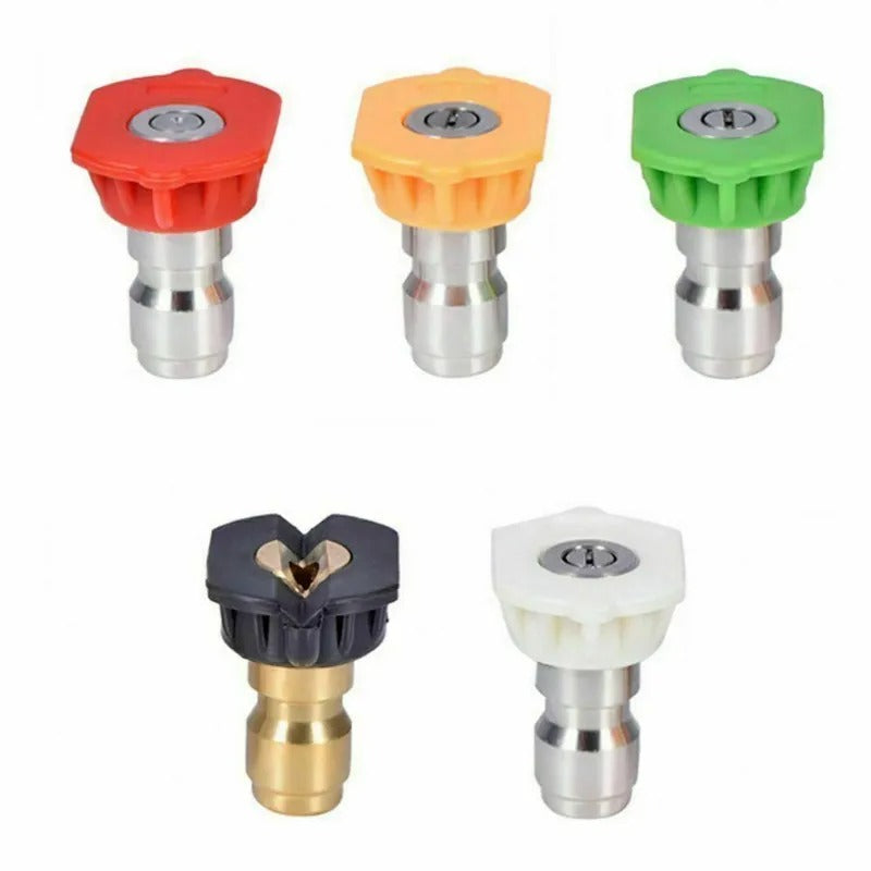 5pc High Pressure Washer Nozzle 1/4" Quick Connect Set for Jet Water Spray Gun Kit Car Wash Cleaning