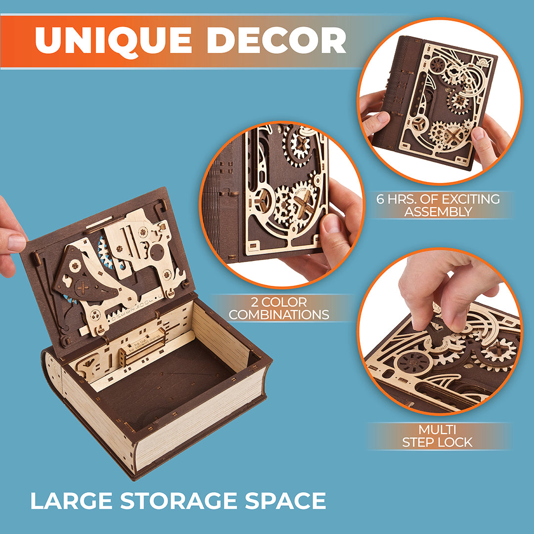 Ugears Book of Secrets 3D Mechanical Model Wooden Puzzle DIY Kits for Adult Kids Toys Gift