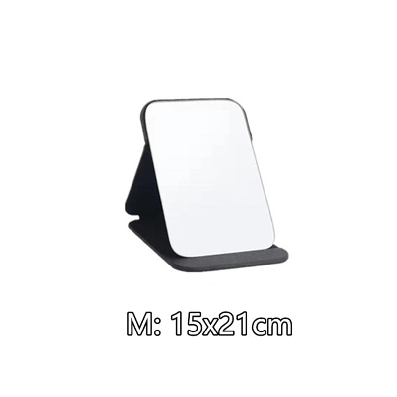 Foldable PU Leather Makeup Mirror Desktop Portable Pocket Cosmetic Travel Vanity Rounded Corner
