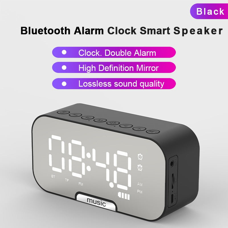 Rechargeable Mirror LED Digital Display Alarm Clock Bluetooth 5.0 Wireless Speaker FM Alarm TF Music