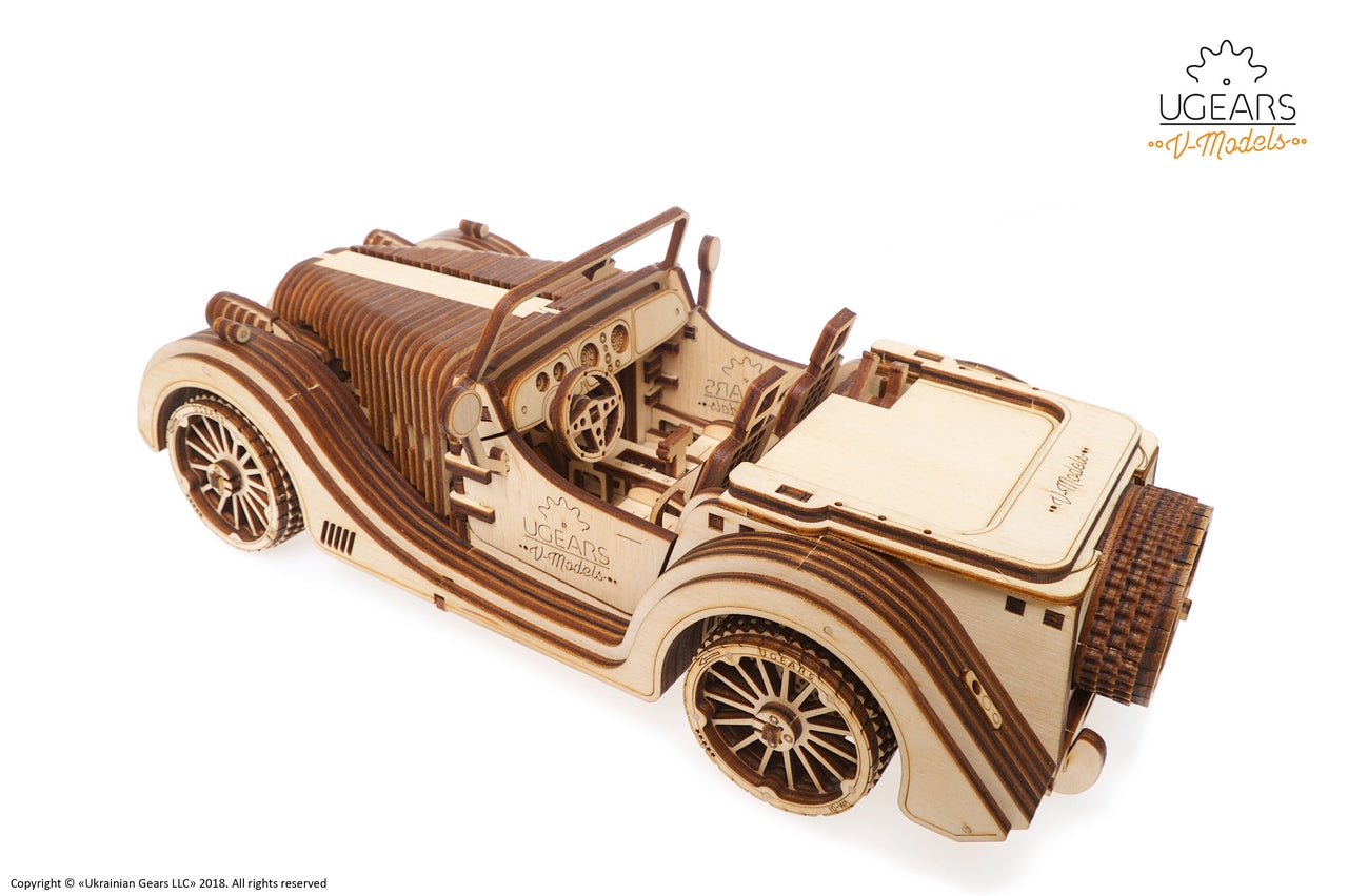 Ugears Roadster Vm-01 ★Mechanical 3D Puzzle Kit Model Toys Gift Present Birthday Xmas Christmas Kids Adults
