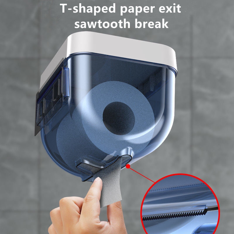 Wall Mounted Tissue Holder Punch Free Waterproof Toilet Roll Box Paper Storage Bathroom Accessories