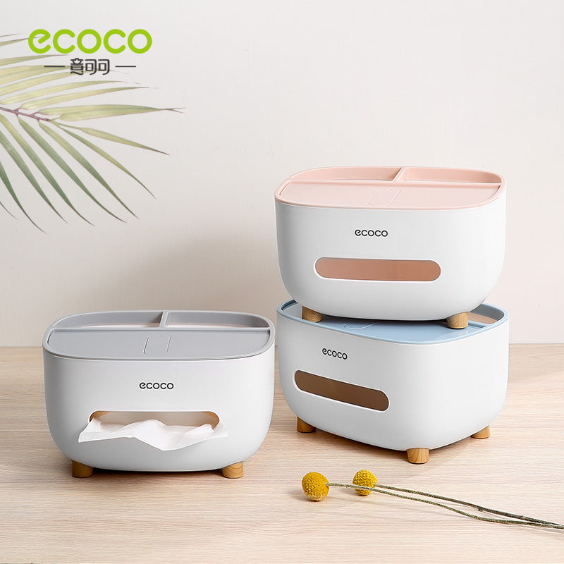 ECOCO Desktop Tissue Box Organizer Multi-function Toilet Paper Towel Storage Holder Dispenser Bathroom Accessories Remote Control