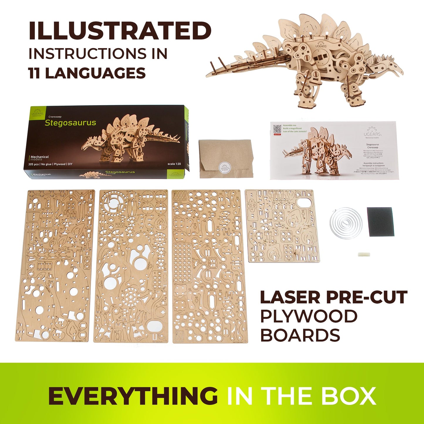 UGEARS Stegosaurus Dinosaur Wooden Model Kits