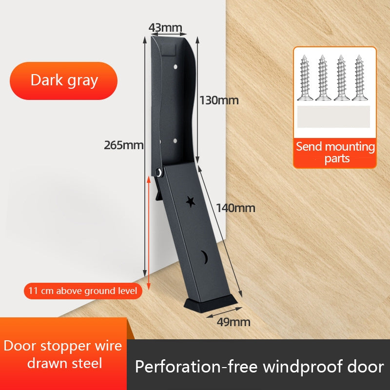Aluminum Alloy Door Stopper Hand Foot Step Blocker Windproof Anti-Pinch No Drill Silent Non-Slip