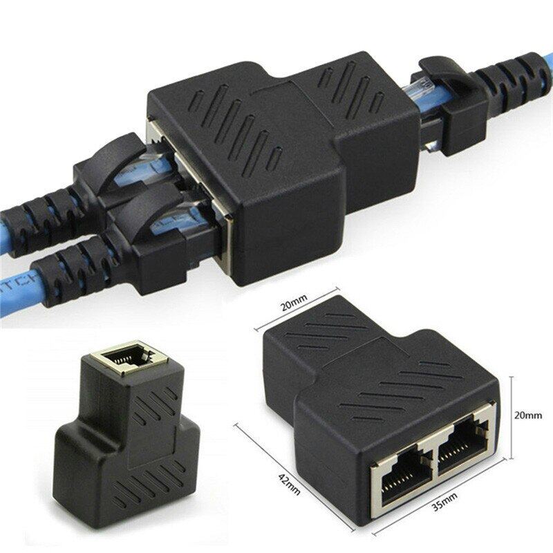 1 to 2 RJ45 Ethernet Splitter Adapter Network Extender Cable Female to Dual LAN Port for Modem PC