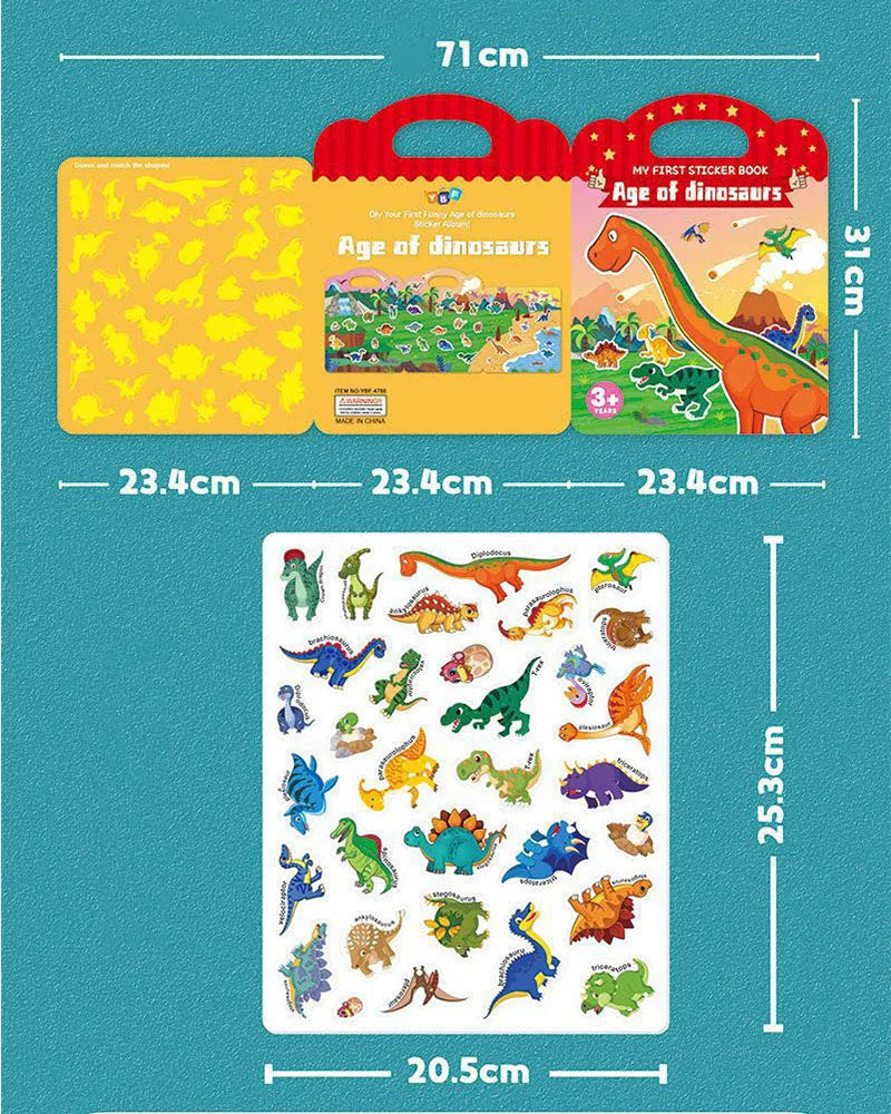 Children's Portable Jelly Sticker Book Reusable Stickers Early Education Educational Painting Cartoon Toys Kids Toddlers