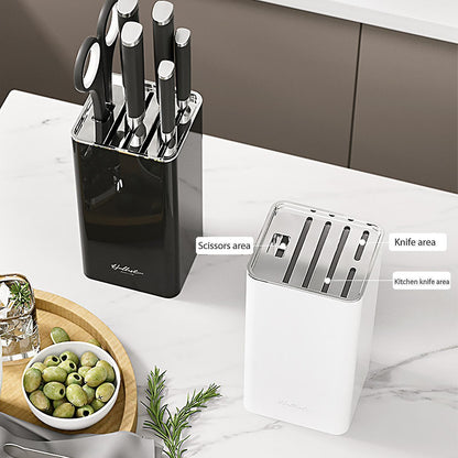 Minimalist Kitchen Knife Holder Storage Countertop Organizer Universal Rest Block Rack with Scissor Holder Space Saving