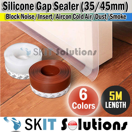 35mm / 45mm Silicone Gap Sealer Strip 5 Meter Window Glass Under Door Bottom Sealing Strip Seal Block Insect Haze Smoke Sound Proof Blocker