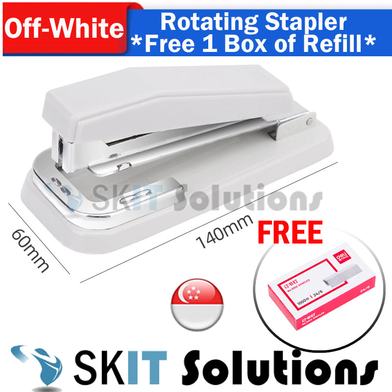 360° Smart Stapler with Staple Refill Swivel Rotating Swing-Arm Seam Binding Home Office Stationery