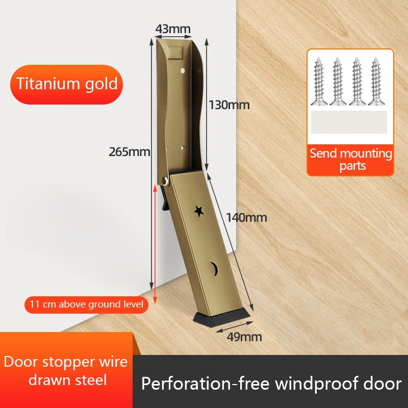 Aluminum Alloy Door Stopper Hand Foot Step Blocker Windproof Anti-Pinch No Drill Silent Non-Slip