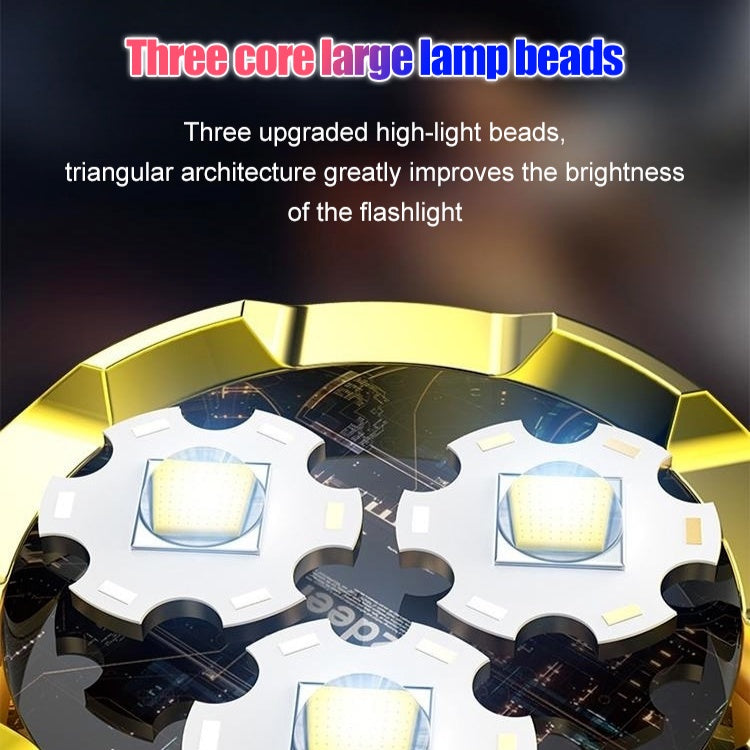 Three Eyed Mini Flashlight Rechargeable Magnetic Clip Torchlight Camping Flash Torch Light Bright