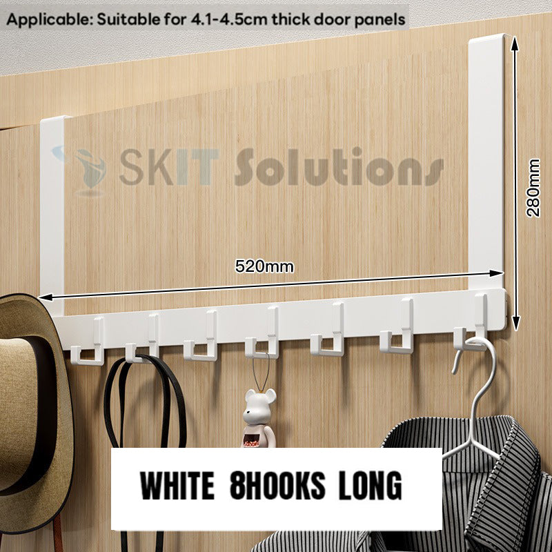 6 / 8 Hooks Over Door Hook Hanger No Drill Towel Coat Clothes Rack Storage Holder Door Behind Hanger