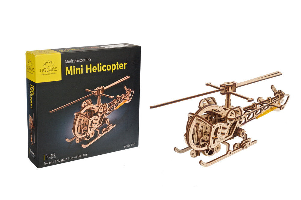 Ugears Mini Helicopter 3D Mechanical Model Wooden Puzzle DIY Kits