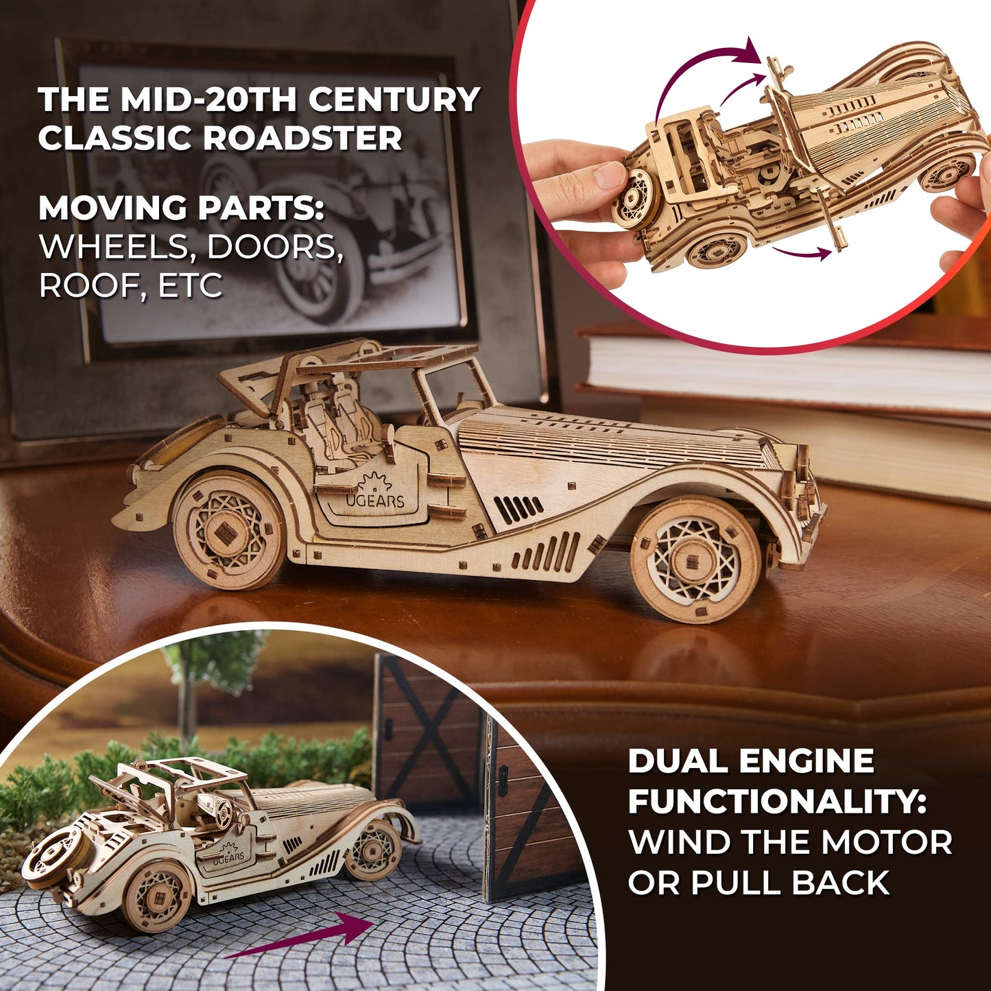 UGEARS Sports Car Rapid Mouse 3D Mechanical Model Wooden Puzzle DIY Kits