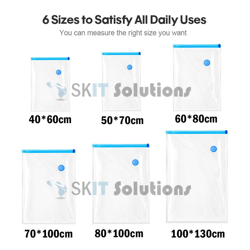Travel Vacuum Storage Bag Space Saving Saver Sealer Compression Sealing Bags Double Zipper Seal Clothes Pillow Organizer