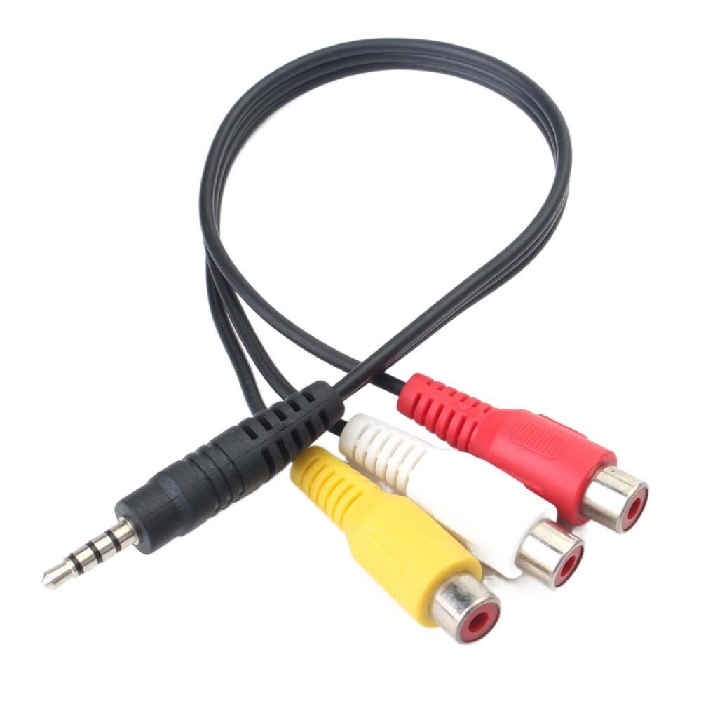 28cm 3.5mm AUX Male Stereo Jack to 3 RCA Female 3RCA AV Adapter Cable Audio Video Playback Mini Plug