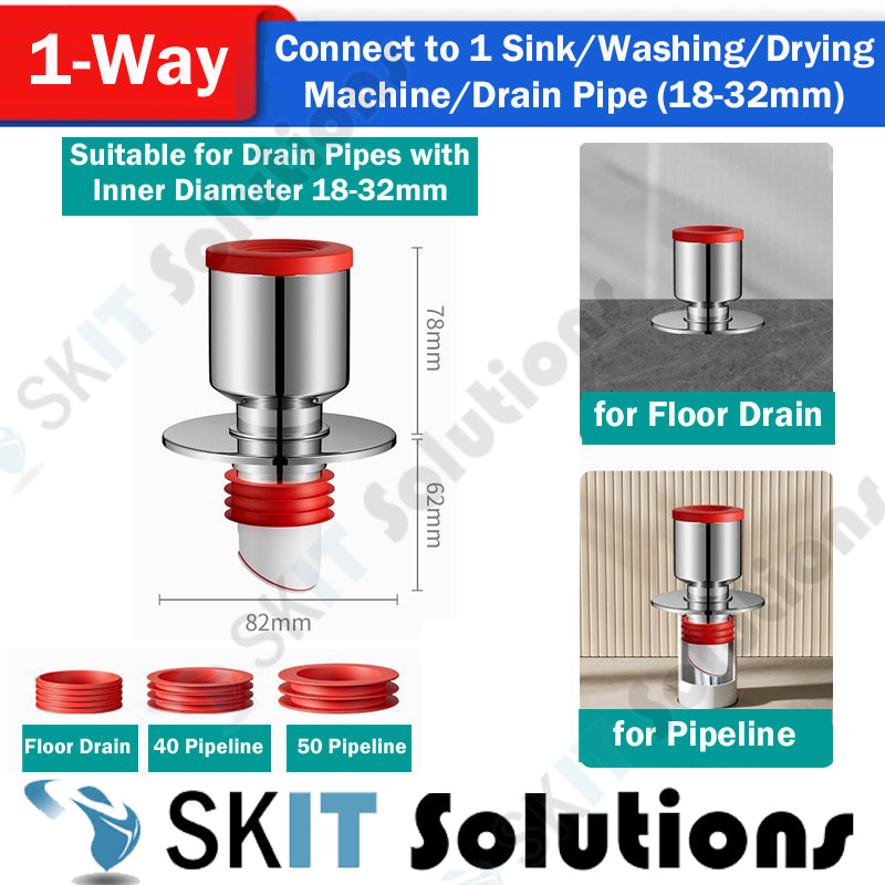 1/3/4-Way Washing Machine Sink Floor Drain Pipe Connector Adapter Valve Tee Elbow Splitter Anti Odor