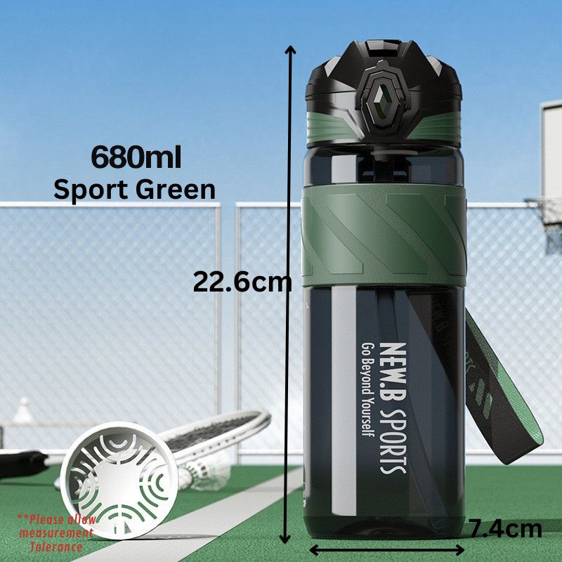 Tritan Water Bottle Straw Filter Gym Outdoor Hot Cold Leakproof Sports Cycling School Portable Dual Way