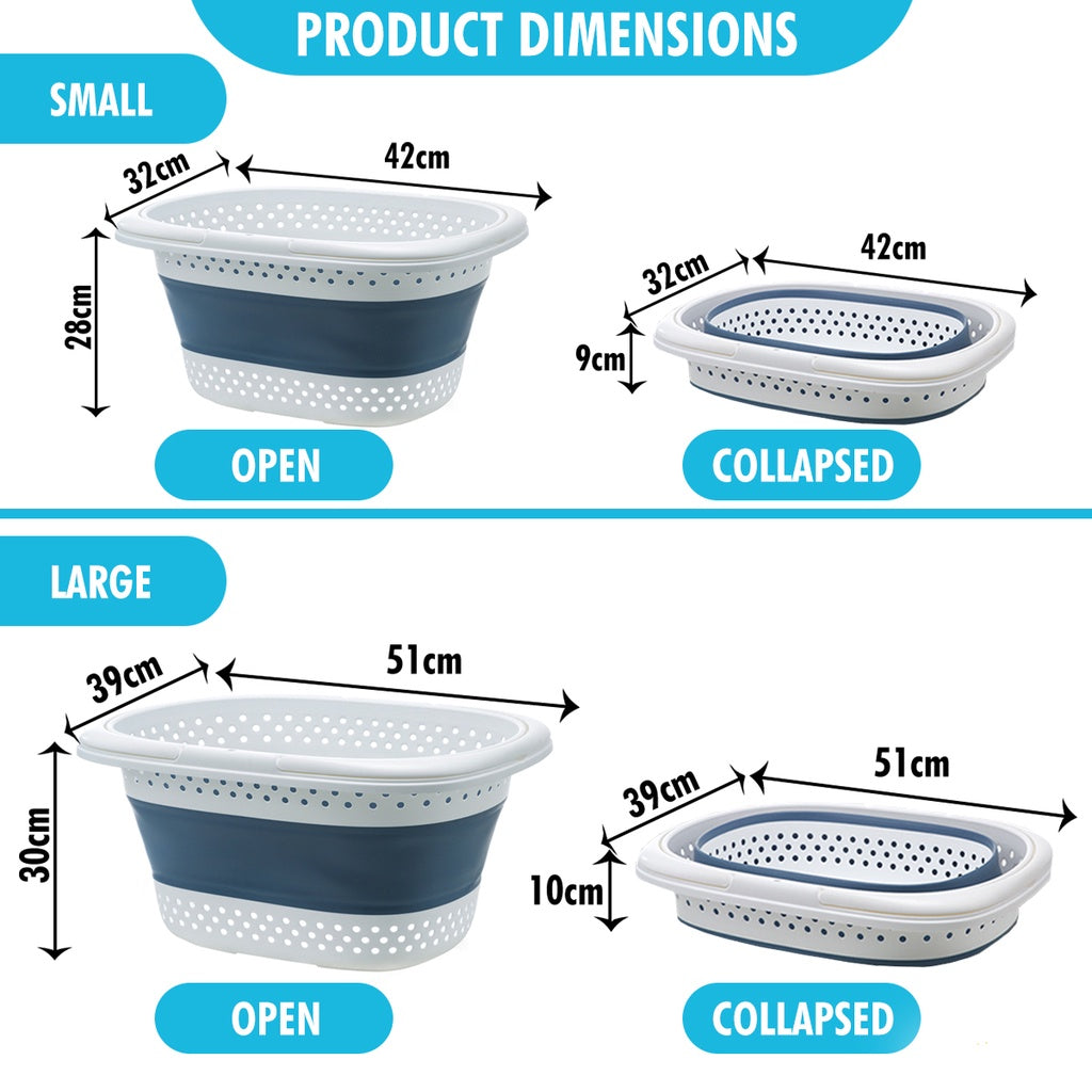 Collapsible Plastic Laundry Backet with Handle Foldable Clothes Storage Box Container Organizer Hamper Space Saving