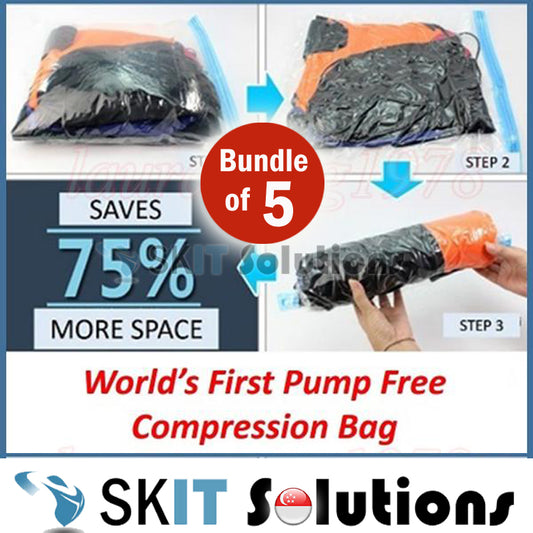 【Bundle of 5/10】World First Pump Free Sushi Roll Air Compression Vacuum Bag Travel Staycation Luggage Pack Space Saving