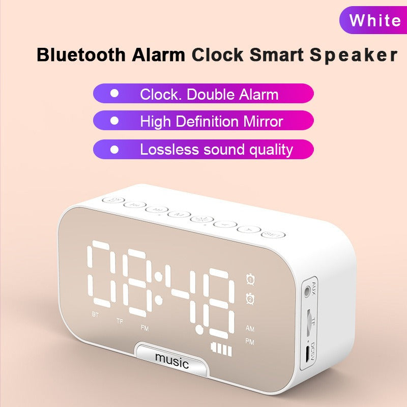 Rechargeable Mirror LED Digital Display Alarm Clock Bluetooth 5.0 Wireless Speaker FM Alarm TF Music