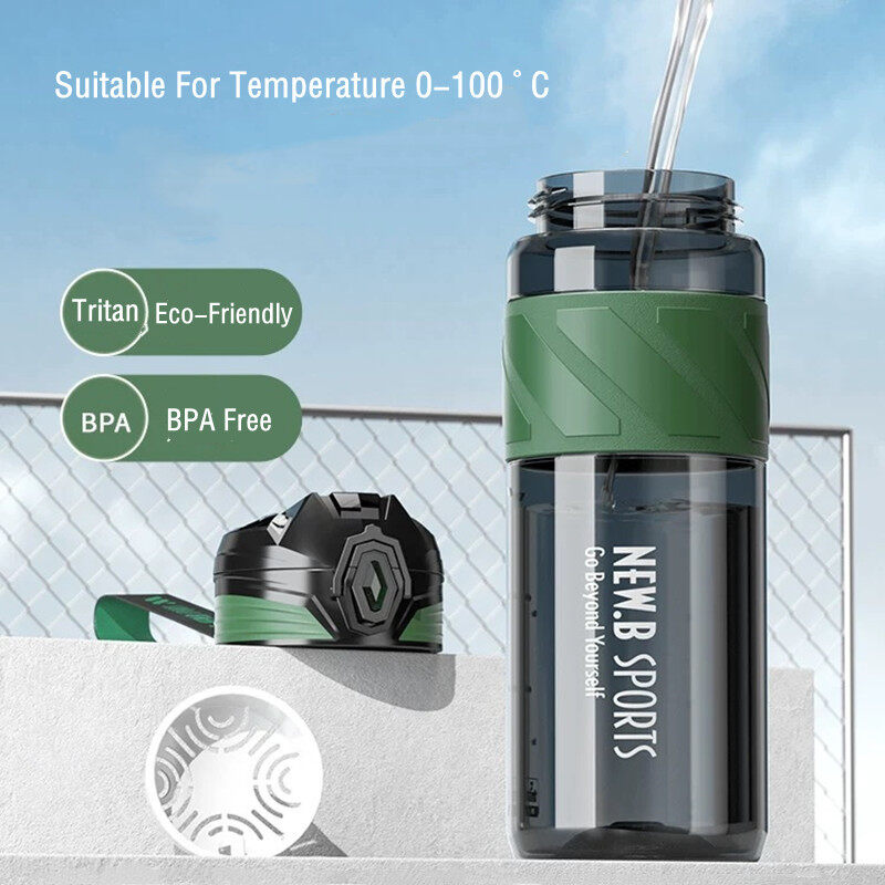 Tritan Water Bottle Straw Filter Gym Outdoor Hot Cold Leakproof Sports Cycling School Portable Dual Way