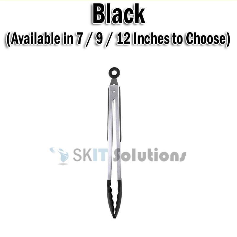 7/9/12 Inch Silicone Stainless Steel Food Tong Non Slip Heat Resistant BBQ Grill Salad Kitchen Tongs