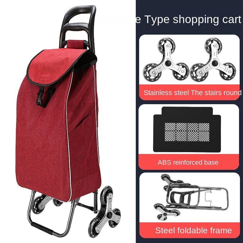 UPGRADED Oxford Cloth Trolley Cart Foldable Shopping Trolley Bag with Wheels Detachable Casing Push Cart Carrier Market