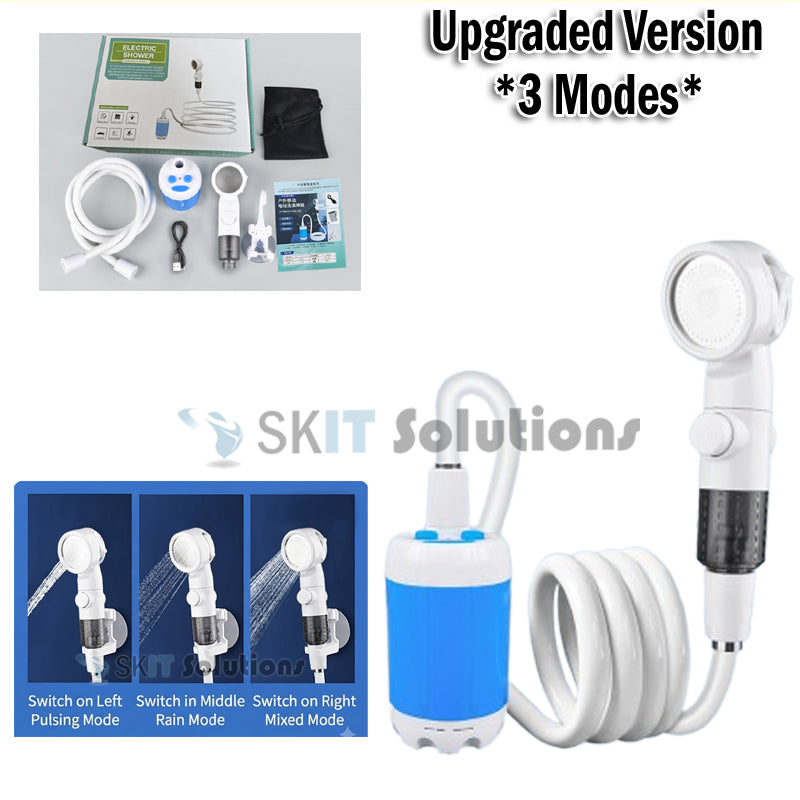 Portable Electric Shower Pump Set for Camping Outdoor Head Sprayer Water frm Bucket for Traveling Gardening Pet Cleaning