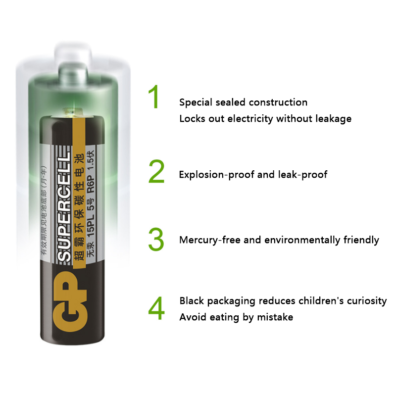 20/40/80pcs GP Supercell AA AAA Battery 1.5V Carbon Zinc Batteries for Toy Clock Remote Control Mouse