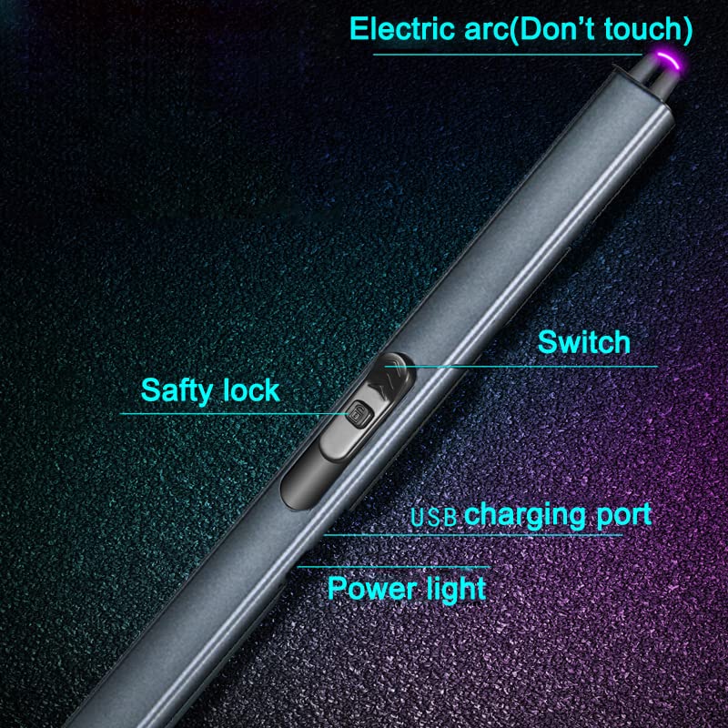 USB Rechargeable Electronic Rod Single Arc Lighter Windproof Flameless Ignitor for Candles Stove Gas Cooking Outdoor BBQ
