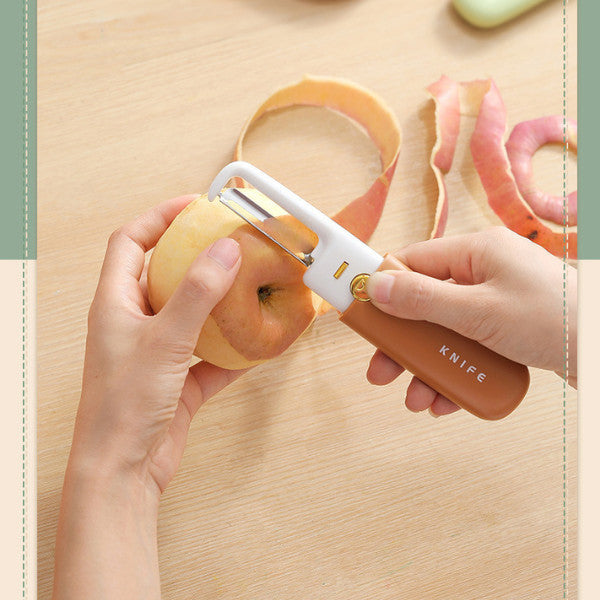 2-In-1 Peeler Knife Fruit Cutter Vegetable Slicer Stainless Steel Blade Scraper Kitchen Travel Tool