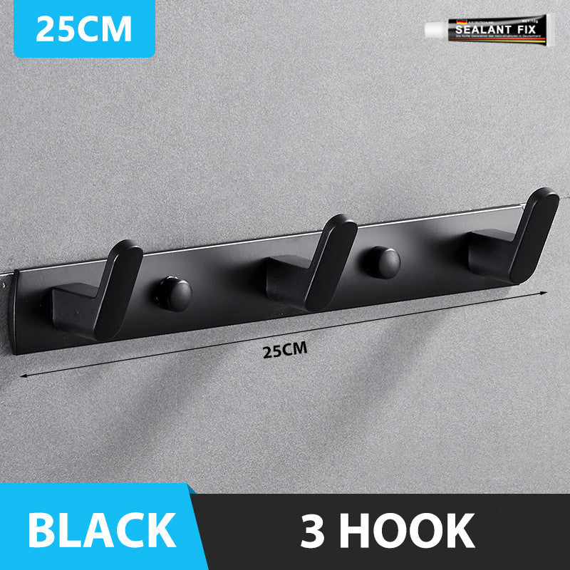 3/5/7 Hooks Aluminum Wall Hook Hanger Heavy Duty No Drill Nail Free Clothes Towel Bathroom Kitchen