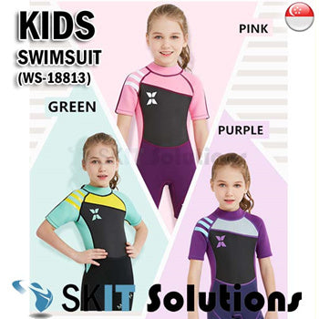 KIDS Thick Swimsuit ★ WS-18813 Short Sleeve Swimming Costume Wear Suit Diving ★ Swim Clothes Boy and Girl