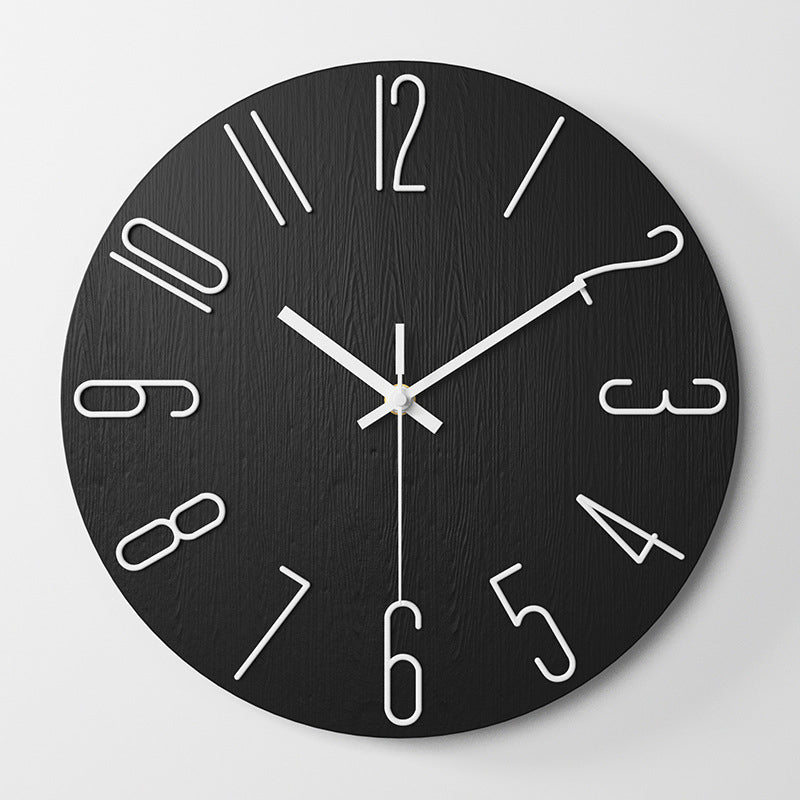 12 Inch Nordic Style Silent Hanging Wall Clock 30cm Minimalist Modern 3D Quartz Home Bedroom Office