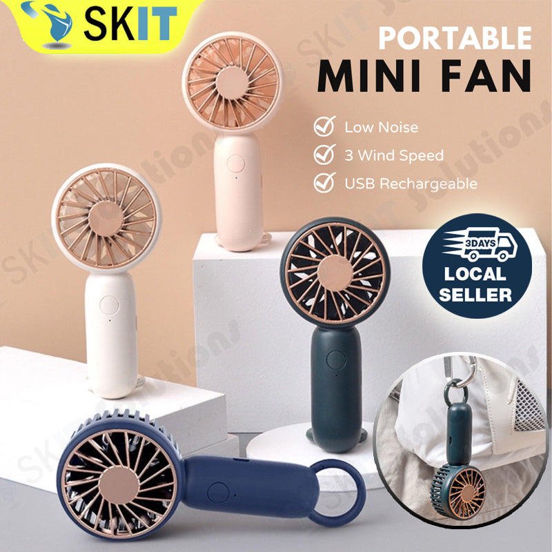 Mini USB Fan Portable Rechargeable Handheld Silent 3 Speed Travel Office Outdoor Summer Cooling Fan