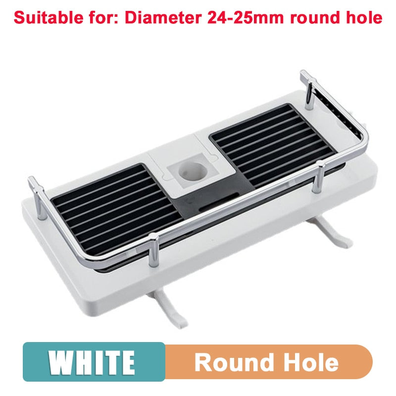 Shower Rack Storage Holder Bathroom Shelf Pole Shelves Shampoo Tray Stand Lifting Rod Head Organizer No Drill Hole