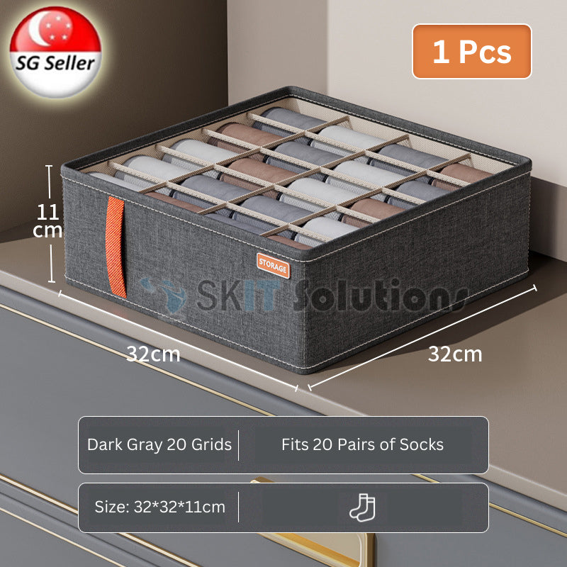 6 / 7 / 20 Grids Foldable Wardrobe Organizer Storage Box Underwear Bras Socks Drawer Cabinet Divider